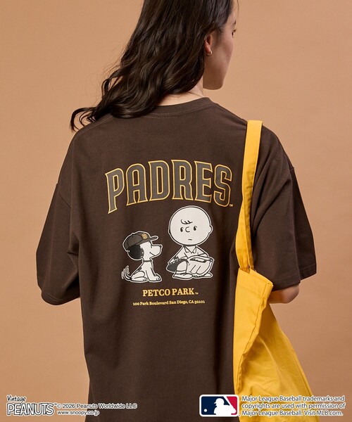 TINGRAM ブラウン スウェットTシャツ バックプリント　パンツ FREAK'S STORE（フリークスストア） tシャツ 限定展開 PEANUTS×MLB