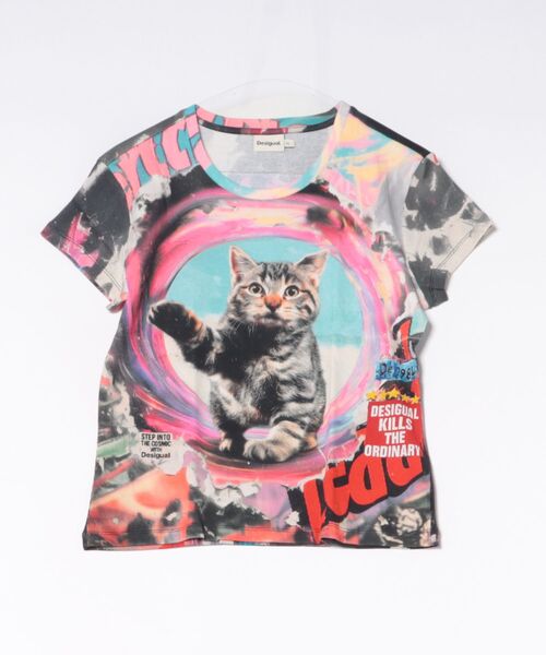 Desigual（デシグアル） tシャツ キャットフォトグラフィック サイケ