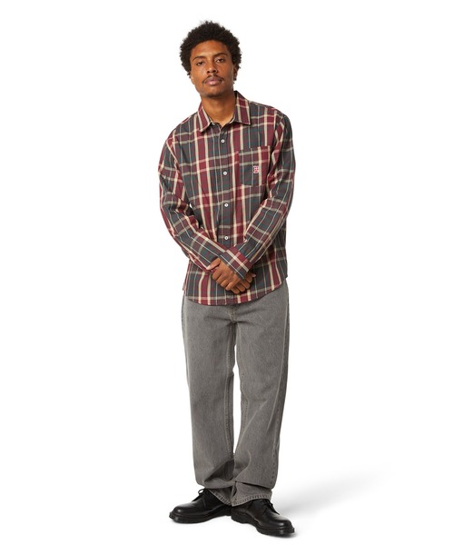「HUF」 長袖シャツ L ワインレッド メンズの画像