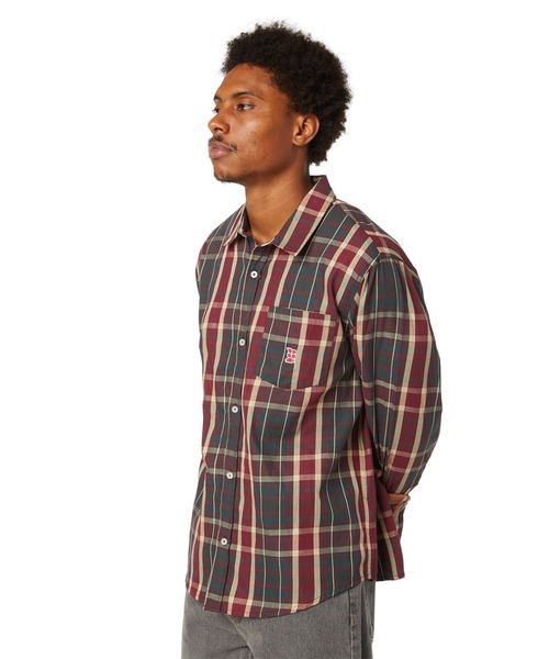 「HUF」 長袖シャツ L ワインレッド メンズの画像