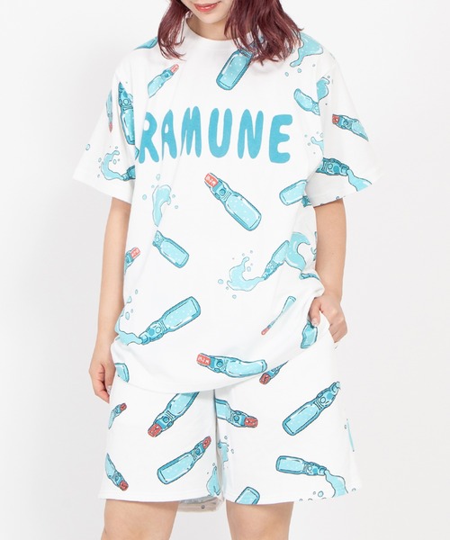 PUNYUS フード総柄Tシャツ ラムネ サイズ3 フード総柄Tシャツ（RAMUNE SHICHIMI）[品番：PNYW0003840]｜PUNYUS