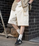 ワイドパンツ ハーフパンツ カーゴパンツ 短パ...の詳細画像1