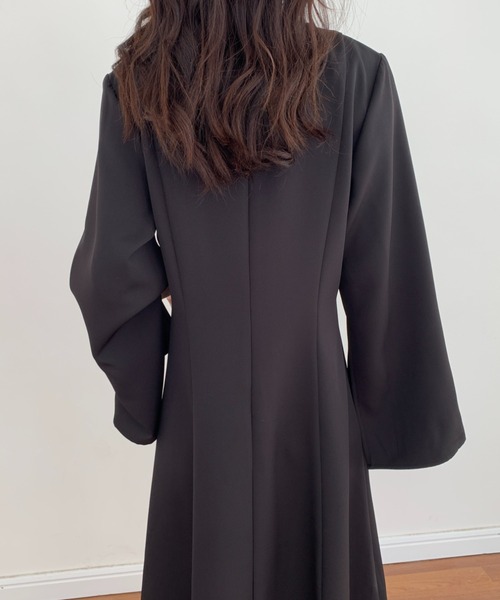 「ECLIN」 7分袖ワンピース M ブラック レディース_画像4