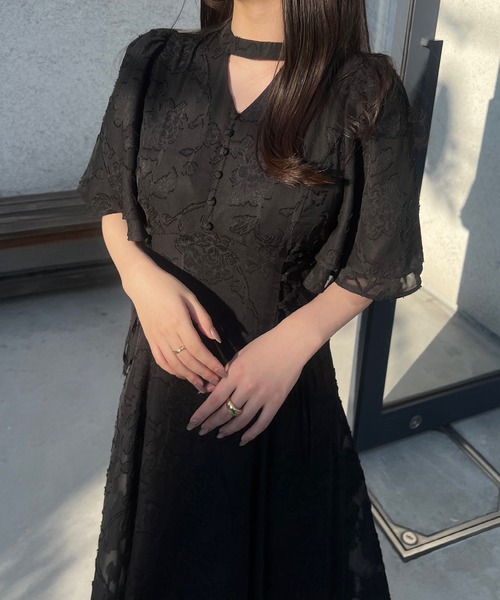 「junoah」 半袖ワンピース X-LARGE ネイビー レディース_画像2