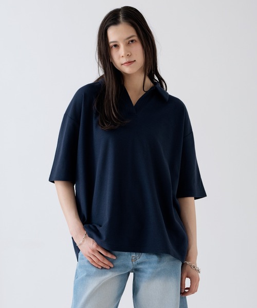 NULL ポロシャツ 半袖 「nl」「Unisex」鹿の子 スキッパーポロシャツ