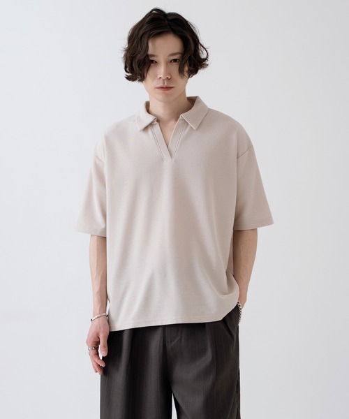 ムーンショットスキッパーポロシャツ　L NULL ポロシャツ 「nl」「Unisex」鹿の子 スキッパーポロシャツ メンズ