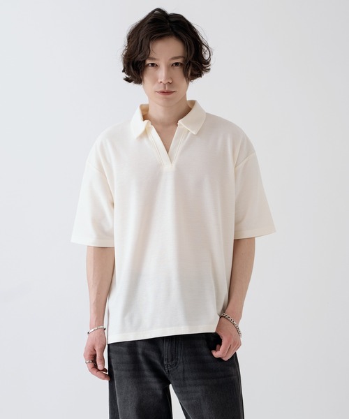 NULL ポロシャツ 半袖 「nl」「Unisex」鹿の子 スキッパーポロシャツ