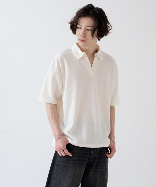 NULL ポロシャツ 半袖 「nl」「Unisex」鹿の子 スキッパーポロシャツ