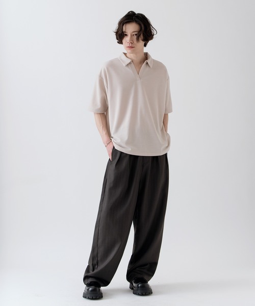 NULL ポロシャツ 「nl」「Unisex」鹿の子 スキッパーポロシャツ メンズ