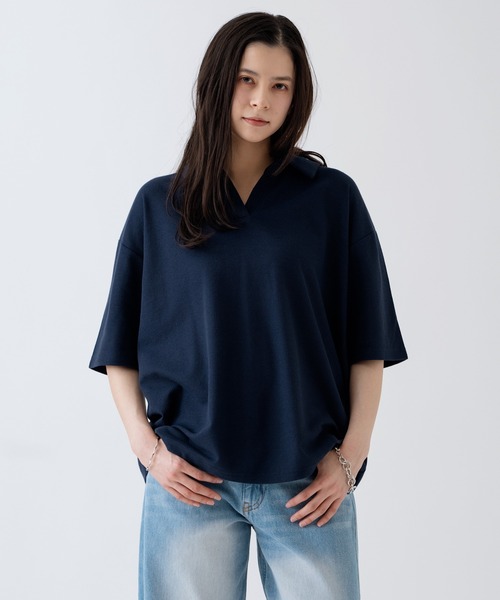 NULL ポロシャツ 半袖 「nl」「Unisex」鹿の子 スキッパーポロシャツ
