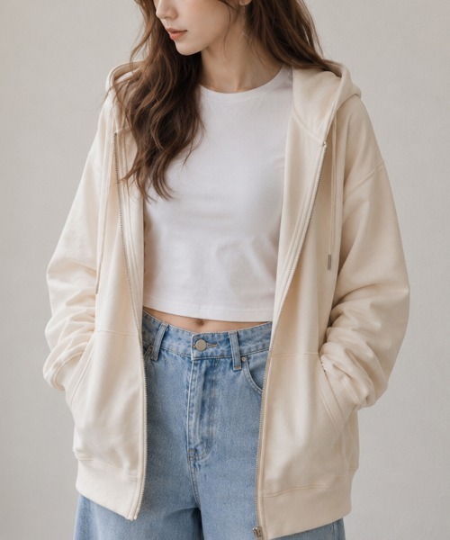「cammie」 ジップアップパーカー L グレー レディース_画像6