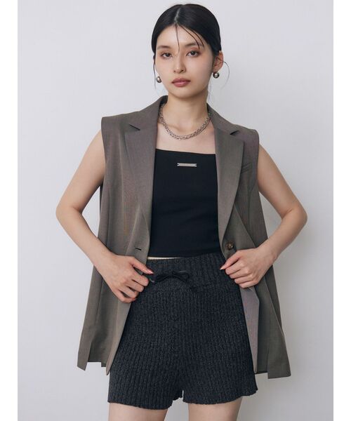 【極美】パスノーマルスタジオ　ジレ　ベスト　Mサイズ　グレー MURUA（ムルーア） ベスト ジレ 夏 「セットアップ対応」バックタック
