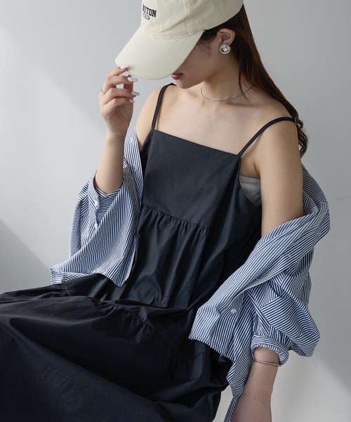 「PREFERIR」 キャミソールワンピース MEDIUM ブラック レディース_画像6