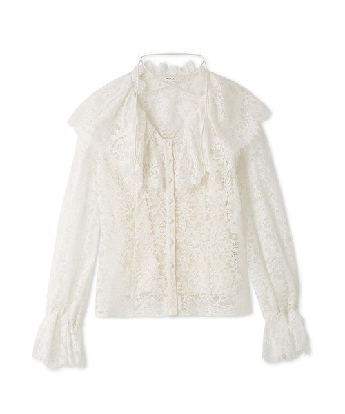FRAY I.D レースフリル長袖トップス FRAY I.D（フレイ・アイディー） ブラウス シャツ ラッフルカラー