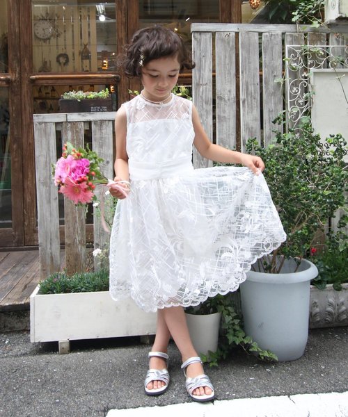 ドレス Kids Dress フラワーｘチェック柄刺繍入りチュールレース スカラカットワンピースドレス Zozotown Paypayモール店 通販 Paypayモール