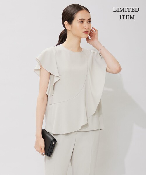 ブラウス シャツ 「WEB限定・洗える」BackSatinette ラッフルブラウス レディース