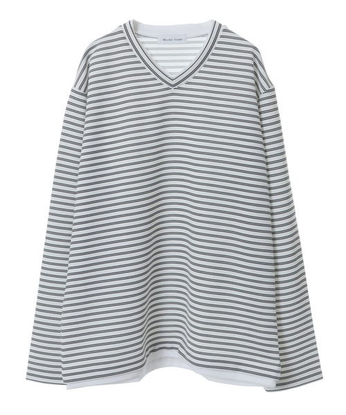 【MASTER FRAME】フェイクレイヤードVネックロングスリーブTシャツ MASTER FRAME】フェイクレイヤードVネックロングスリーブTシャツ