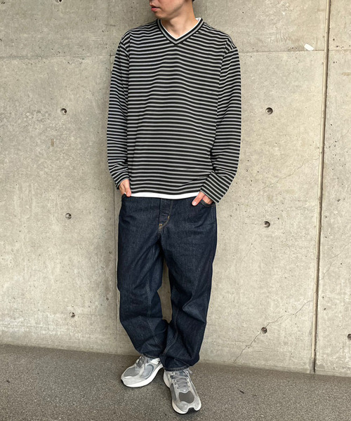 【MASTER FRAME】フェイクレイヤードVネックロングスリーブTシャツ MASTER FRAME】フェイクレイヤードVネックロングスリーブTシャツ