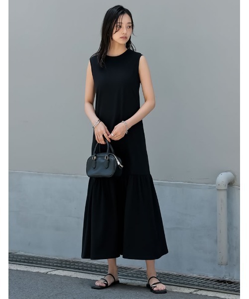 SLOW 23区　コットンワンピース　ティアード　ノースリーブ　ブラウン　M trim_ofcrs_item4a101742604611e