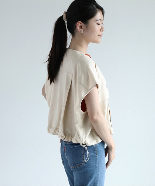 ベスト ジレ GYGY中綿ショートベスト レディース cepo ベスト ジレ ドロストワークショートベスト レディース