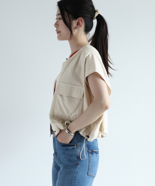 cepo ベスト ジレ ドロストワークショートベスト レディース