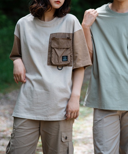 S'more tシャツ 2WAY REMOVABLE POCKET COTTON CREW NECK BIG S