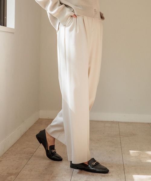 H ビューティー&ユース ストレートワイドパンツ　ワークパンツ H＞ダブルクロスワイドパンツ
