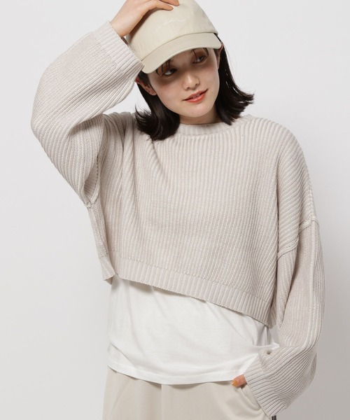 NICK&NICOLE クロップ丈ニット　グレー NICK&NICOLE☆CASHMERE BUTTERFLY SIGNATURE CROP KNIT☆関税込
