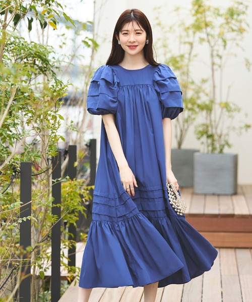 ライトブルー ワンピース 36サイズ 丈110cm位 RUIRUE BOUTIQUE（ルイルエブティック） ワンピース 洗えるタック