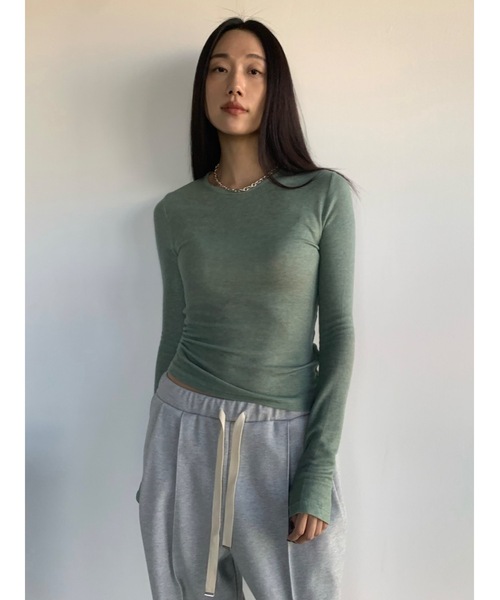 tシャツ ウールブレンドテンセル起毛ラウンドロンT レディース
