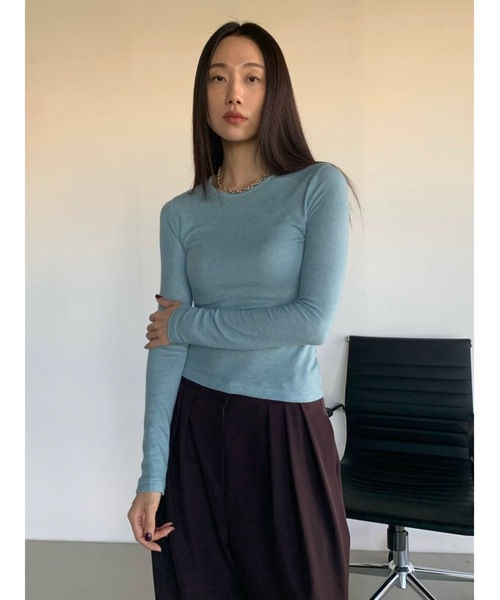 tシャツ ウールブレンドテンセル起毛ラウンドロンT レディース Didot.showroom tシャツ ウールブレンドテンセル起毛ラウンド