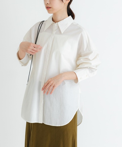 tシャツ ポインテッドカラーコットンシャツ レディース