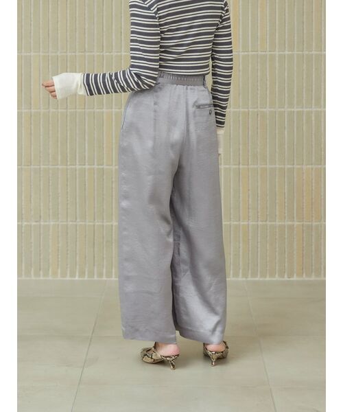 ワイドパンツ パンツ ヴィンテージサテンワイドパンツ 「低身長・小柄女性」 レディースの画像