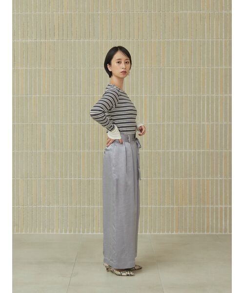 ワイドパンツ パンツ ヴィンテージサテンワイドパンツ 「低身長・小柄女性」 レディースの画像