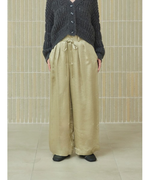 ワイドパンツ パンツ ヴィンテージサテンワイドパンツ 「低身長・小柄女性」 レディースの画像