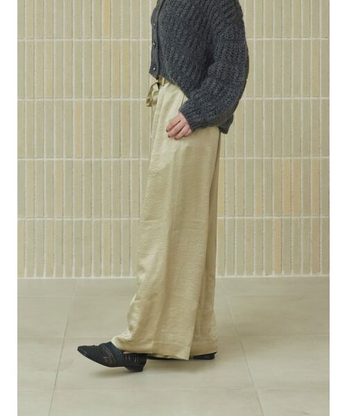 ワイドパンツ パンツ ヴィンテージサテンワイドパンツ 「低身長・小柄女性」 レディースの画像
