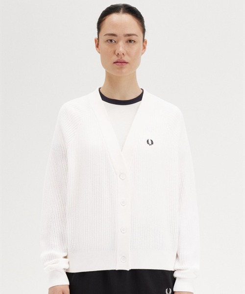 FRED PERRY カーディガン Mesh Knit Cardigan／メッシュニット