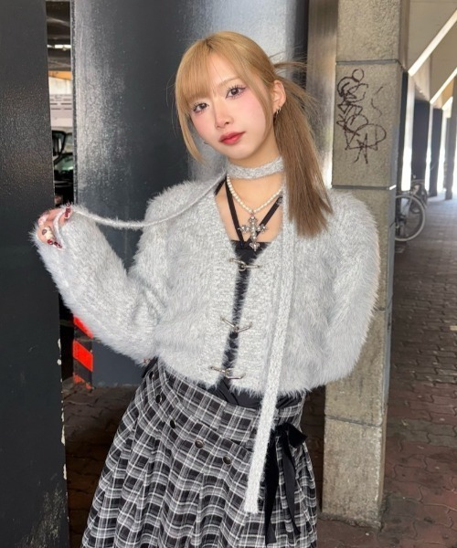 カーディガン 「XU」tie set knit cardigan レディース
