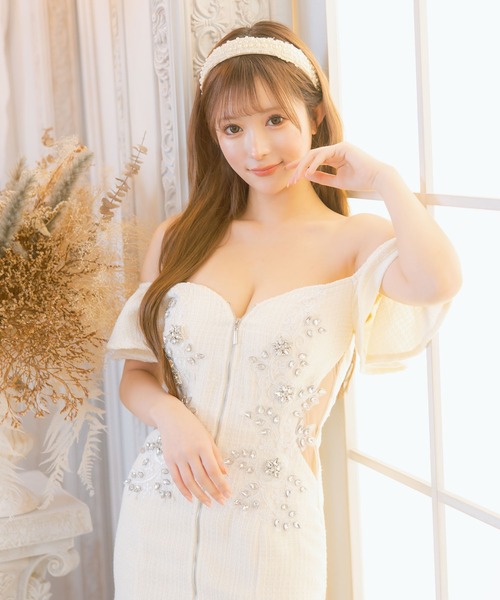 Tika（ティカ） ドレス キャバドレス ミニ タイト ツイード オフ