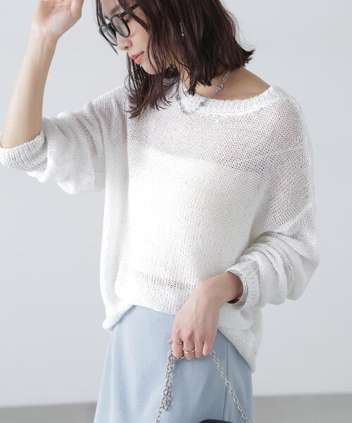 【美品】エスカーダ　スパンコール　ニット(M) FREE'S MART ニット セーター 「MFM」きらきらスパンコール