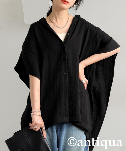 ブラウス シャツ リネンタッチコンパクトトップス レディース antiqua ブラウス シャツ リネンタッチトップス レディース