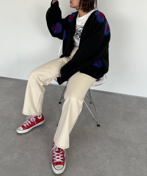 「kutir」 ニットカーディガン FREE ネイビー レディース_画像6