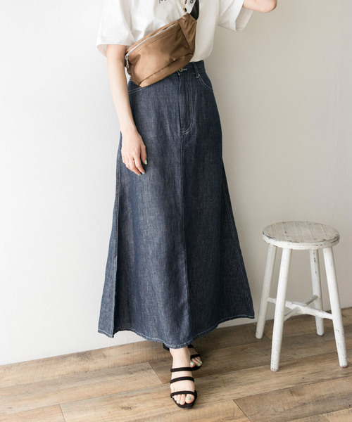 URBAN RESEARCH」 デニムロングスカート 38 ブルー レディース