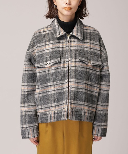 「UNIVERSAL OVERALL」 ジップアップブルゾン M グレー レディース_画像8