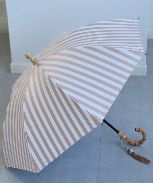 【新品未使用】　utatane 日傘　ストライプベージュ　うたたね　ウタタネ utatane 日傘（長傘） 一級遮光晴雨兼用 ベーシック系 バイ