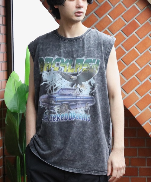 HANGRY & ANGRY タンクトップ 飾り付き 8 タンクトップ グランジ加工ロックタンクトップ メンズ レディース