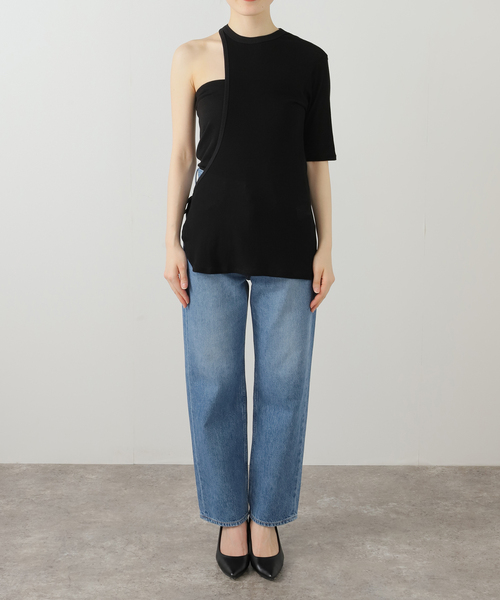 FUMIE=TANAKA◆半袖カットソー/--/--/WHT セール】【FUMIE=TANAKA/フミエタナカ】アシンメトリーラインTEE