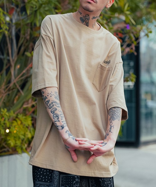 「Subciety」 半袖Tシャツ MEDIUM カーキ メンズ