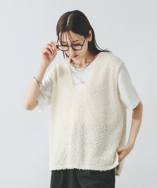 売れ筋がひ贈り物！ GLOBAL WORK ベスト ジレ フェザータッチベストセットTシャツ トップス