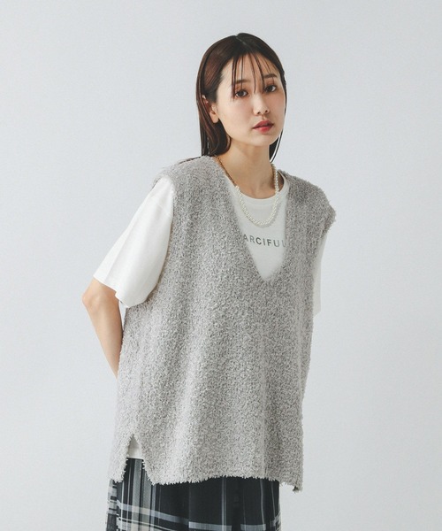 グローバルワーク　フェザータッチベストセット　グレー　Lサイズ GLOBAL WORK ベスト ジレ フェザータッチベストセットTシャツ